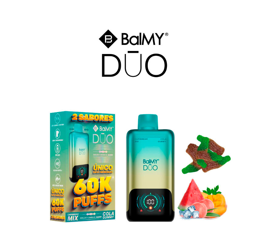 BalMY DUO ZERO 60000 puff – Cola Gummy y Caribbean Mix